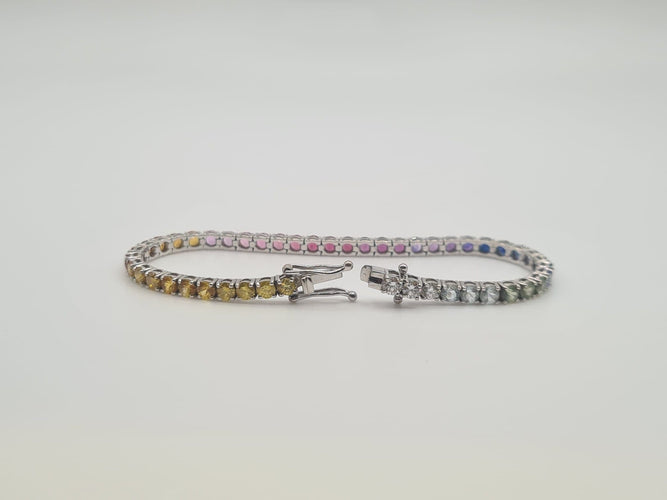Bracelet Bracelet Or blanc Saphir arc-en-ciel 58 Facettes