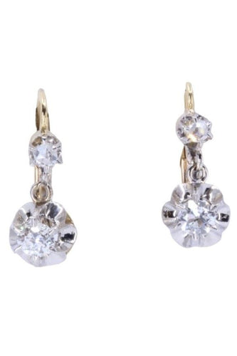 Boucles d'oreilles DORMEUSES ANCIENNES DIAMANTS 58 Facettes 073611