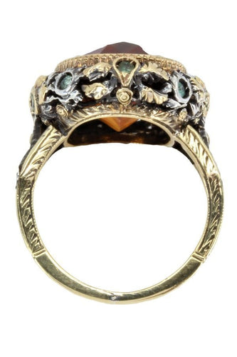 Bague 51 BAGUE ANCIENNE CITRINE DE MADÈRE ET TOURMALINE 58 Facettes 052371