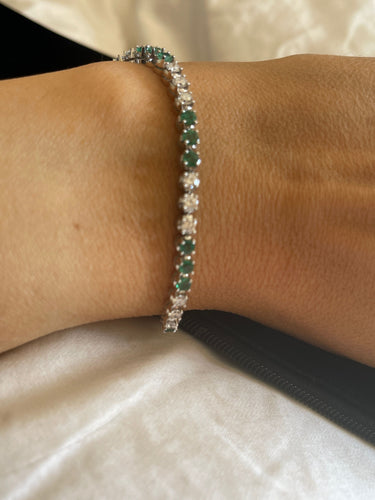 Bracelet Bracelet rivière diamants et émeraudes 58 Facettes