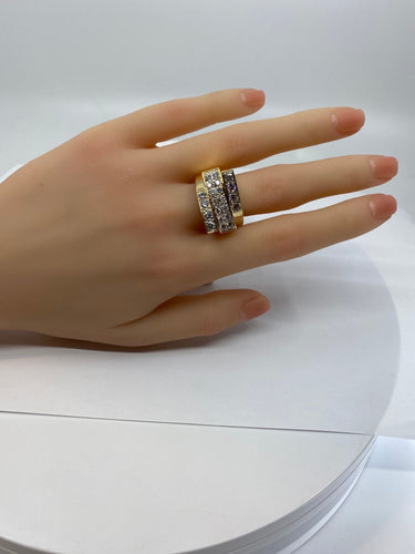 Bague 56 Bague bandeau style Tank Or jaune Diamants 58 Facettes AB290