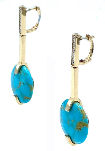 Boucles d'oreilles Roberto Coin. Boucles d’oreilles or et turquoises 58 Facettes