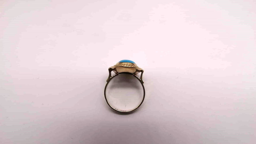 Bague 54 Bague or jaune et turquoise 58 Facettes 11160