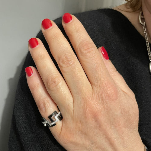 Bague Bague Mellerio "Graphic" Céramique Grand Modèle 58 Facettes