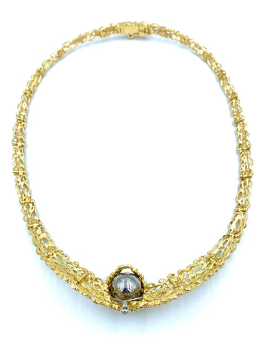 Collier GILBERT ALBERT. Collier or jaune, diamant et billes interchangeables 58 Facettes