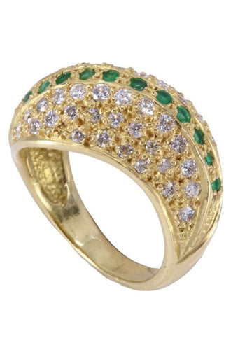 Bague 53 BAGUE JONC ÉMERAUDES ET DIAMANTS 58 Facettes 075691