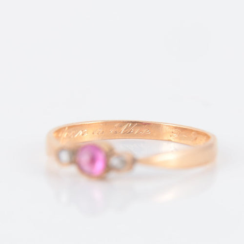 Bague 54.5 Bague or rose, rubis, diamants 58 Facettes P5L15