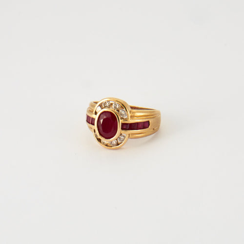 Bague 58 Bague en Or jaune, Rubis & Diamants 58 Facettes ALGU13