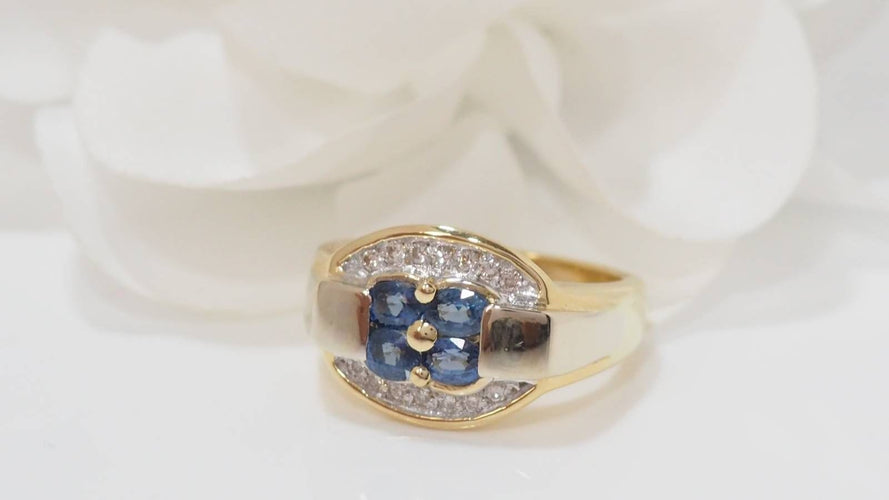 Bague 55 Bague saphirs de Ceylan et diamants 58 Facettes 32136