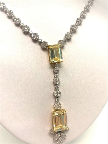 Collier Collier en Or blanc, Diamants et Pierres Jaunes 58 Facettes 20400000471