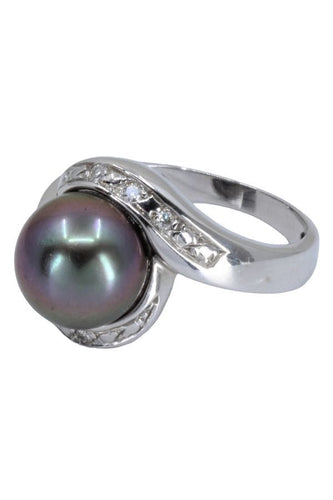 Bague 50 BAGUE TOURBILLON PERLE DE TAHITI ET DIAMANTS 58 Facettes 056421