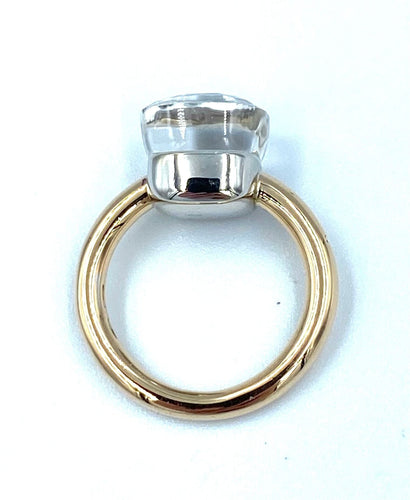 Bague POMELLATO. Collection Nudo classic, bague 2 ors et topaze blanche 58 Facettes