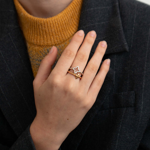 Bague 53 Bague Double Trèfle Diamants 58 Facettes 3131200