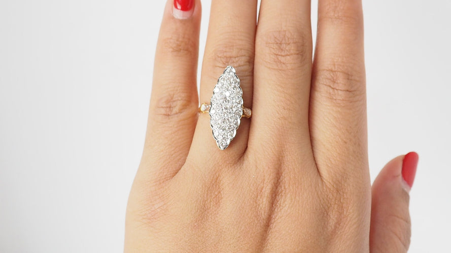 Bague 55 Bague marquise en or bicolore et diamants 58 Facettes 32025