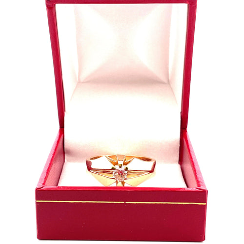 Bague 63 Chevalière homme vintage or jaune et diamant 58 Facettes