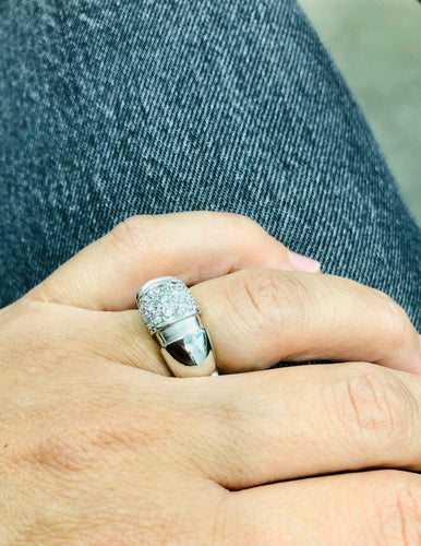 Bague Bague jonc or blanc et diamants 58 Facettes