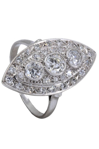 Bague MARQUISE DIAMANTS STYLE ART-DÉCO 58 Facettes 061211