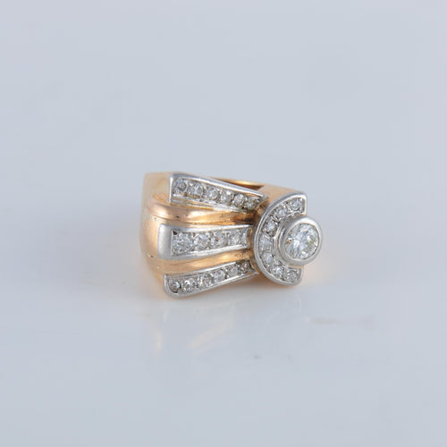 Bague 49 Bague tank or jaune platine diamants 58 Facettes