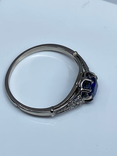 Bague Bague 1900 Platine Saphir et Diamants 58 Facettes