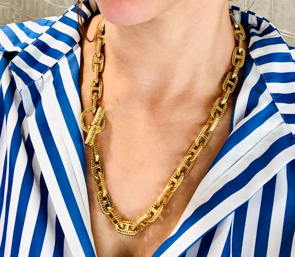 Collier Collier maille marine guillochée, Or jaune 58 Facettes