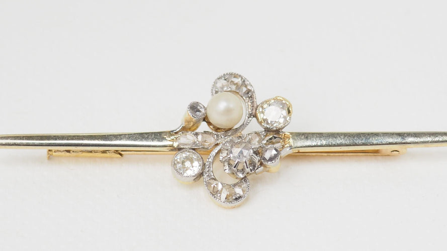 Broche Broche barrette Or Diamants Perles 58 Facettes 28027