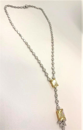 Collier Collier Or blanc Diamants et Pierres Jaunes 58 Facettes 20400000471