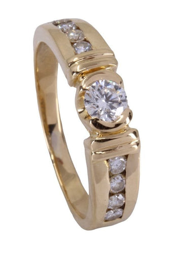 Bague 55 SOLITAIRE MODERNE OR JAUNE DIAMANTS 58 Facettes 078161