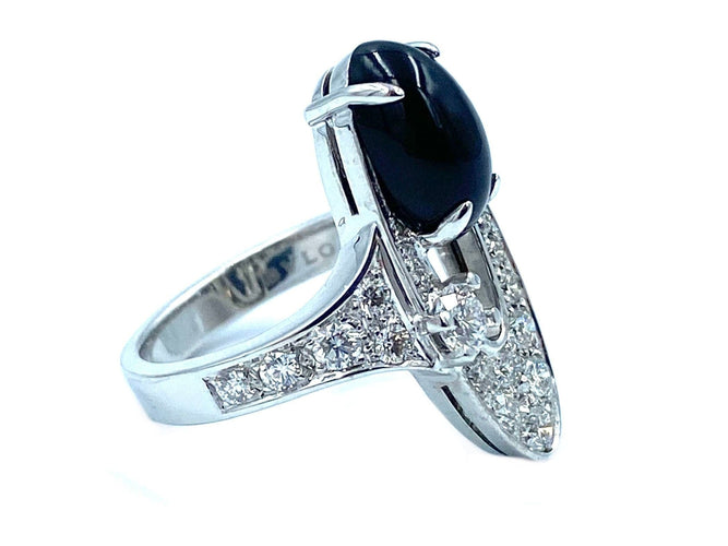 Bague BVLGARI. Bague Elisia or blanc diamants et onyx 58 Facettes