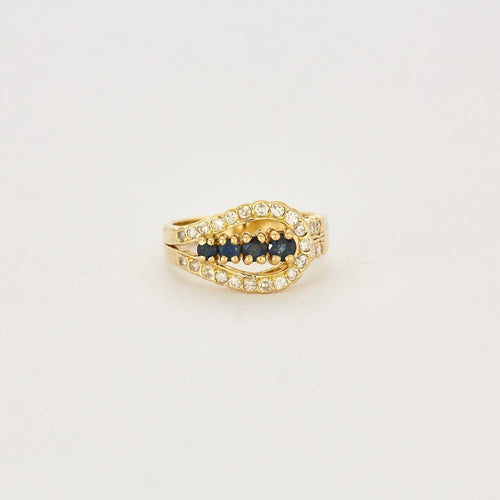 Bague 54 Bague Or jaune Saphir Diamants 58 Facettes
