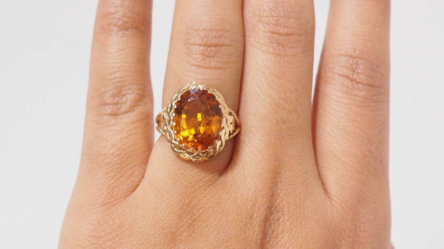 Bague Bague vintage en or jaune et citrine 58 Facettes 31147
