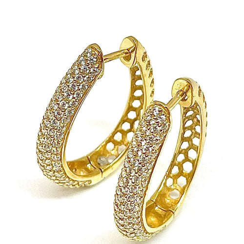 Boucles d'oreilles Créoles en or jaune, diamants synthétiques 58 Facettes