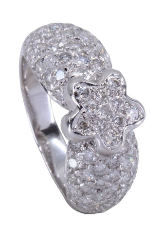 Bague 56 BAGUE FLEUR OR BLANC PAVAGE DIAMANTS 58 Facettes 078341