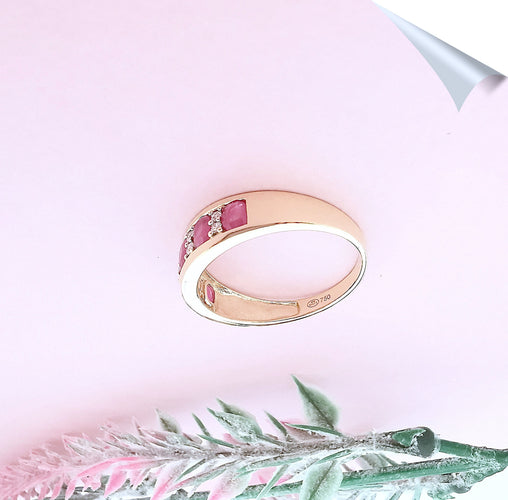 Bague Bague Anneau Demi Alliance Rubis & Diamants 58 Facettes AA 1579