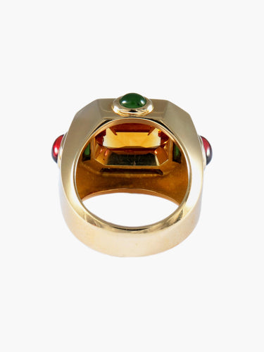 Bague 53 Chanel- Bague Chevalière Citrines, Jade et Or Jaune 58 Facettes