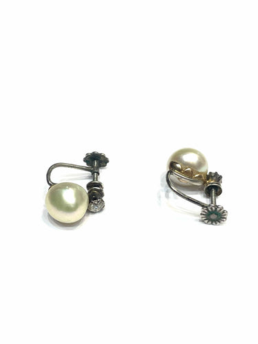 Boucles d'oreilles Boucles d’oreilles anciennes diamants et perles de culture 58 Facettes