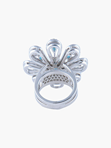 Bague 53 Bague fleur diamants, topazes, or blanc 58 Facettes