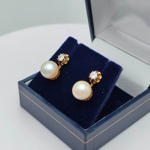 Boucles d'oreilles Boucles d'oreilles perles & diamants 58 Facettes