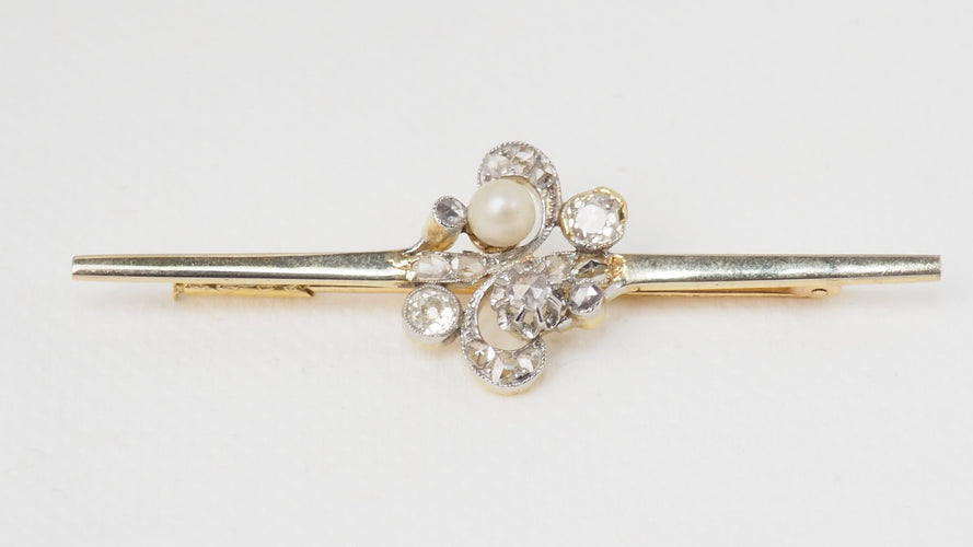 Broche Broche barrette Or Diamants Perles 58 Facettes 28027