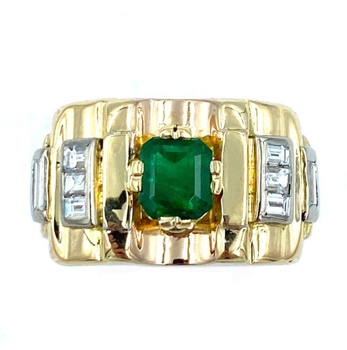 Bague Bague Tank 2 ors, émeraude et diamants 58 Facettes