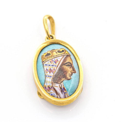 Pendentif Médaille Montserrat en or jaune et émail 58 Facettes D359723LF
