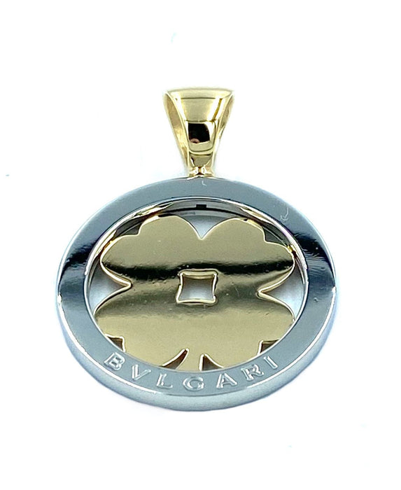 Pendentif BVLGARI. Collection Tondo, pendentif or et acier 58 Facettes