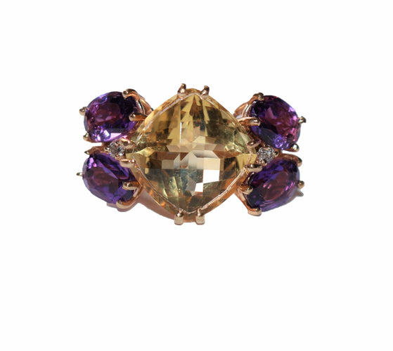 Bague Bague Papillon citrine, améthystes, diamants 58 Facettes 469