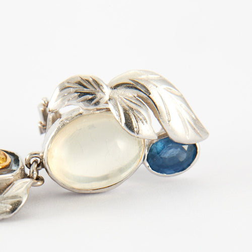 Boucles d'oreilles Boucles d'oreilles glycine Saphirs bleus et jaunes, Pierres de lune 58 Facettes 630A