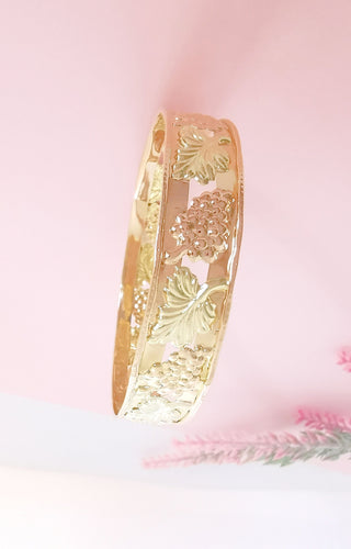 Bracelet Bracelet Jonc grappes de raisin et feuilles de vigne Or 18 K 58 Facettes AA 1638