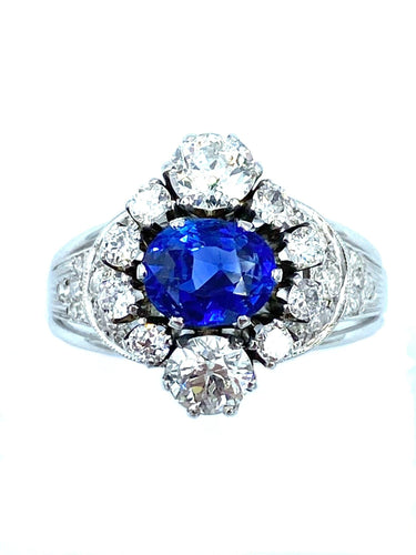 Bague Bague 19ème or, saphir et diamants 58 Facettes