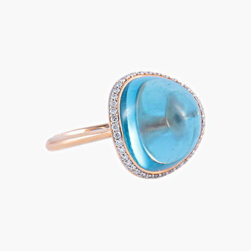 Bague 51 Bague Topaze bleue Diamants 58 Facettes