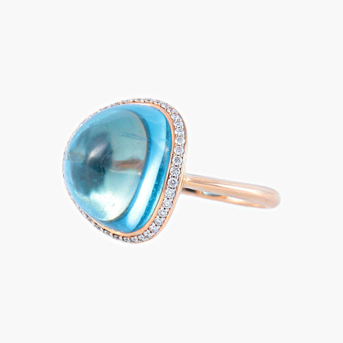 Bague 51 Bague Topaze bleue Diamants 58 Facettes