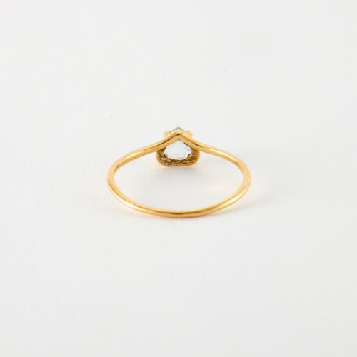 Bague 54 Bague or jaune & aigue marine 58 Facettes