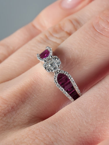 Bague 52 Bague Jarretière Rubis et Diamants 58 Facettes
