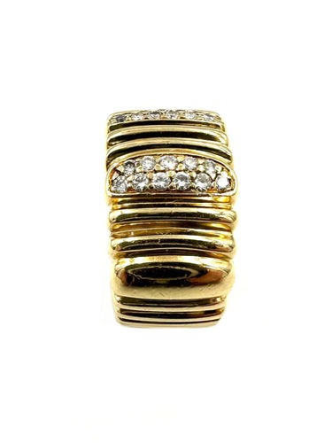 Bague 54 CARTIER. Collection Casque d’or, bague vintage or jaune et diamants 58 Facettes